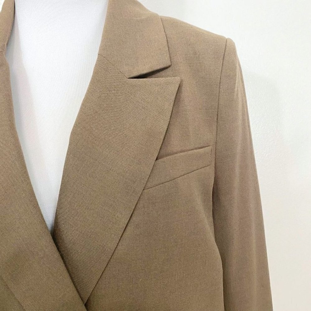 FRANK AND OAK WOOL BLEND DOUBLE BREASTED BLAZER IN BROWN CHOCOLATE CHIP - XS - Picture 6 of 13